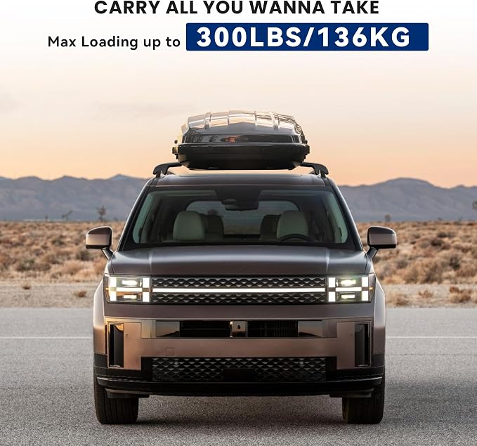 300Lbs Lockable Roof Rack Crossbars Compatible with Hyundai Santa Fe & Santa Fe Hybrid 2024-2026 with Raised Side Rails (Not for SE), Heavy Duty Aluminum Cross Bar Fit Luggage Luggage Kayaks Bicycles