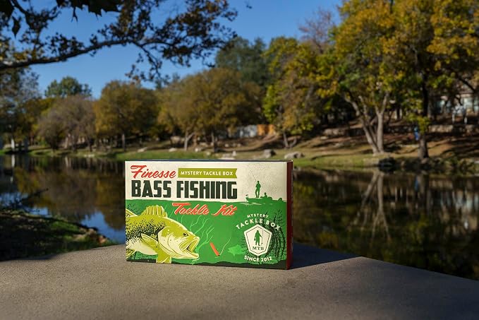 Catch Co Mystery Tackle Box Finesse Bass Fishing Kit (6-8 Baits & Decal) | 6-8 Baits for Largemouth and Smallmouth Bass - Includes Decal, Fishing Gifts, Fishing Gifts for Men