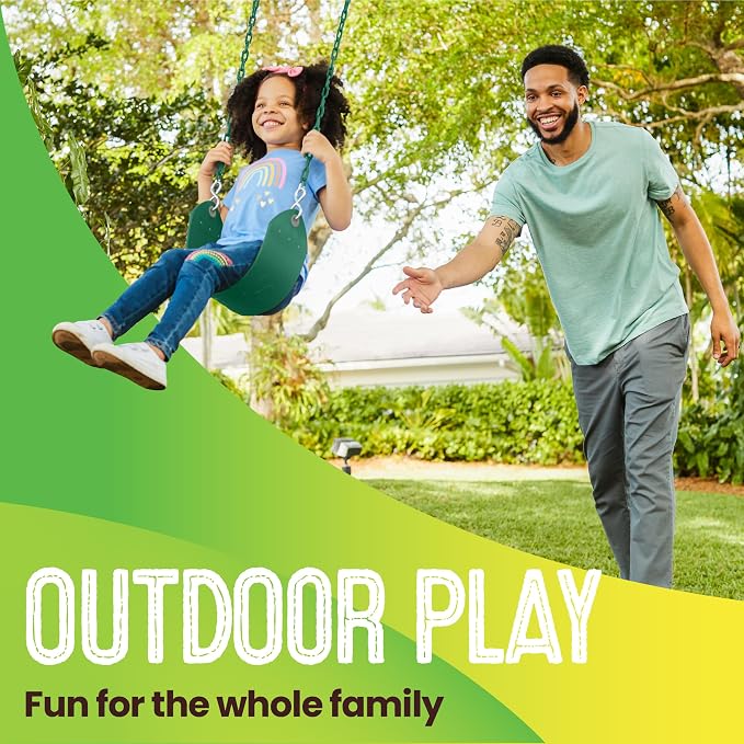 Swurfer Tree Outdoor Swing Set Swings – Playground Swing Seat Replacement, Swing Set Accessories, Easy Installation, Comfortable Heavy Duty Rubber Coated Chains, Weather Resistant, Ages 4 and Up