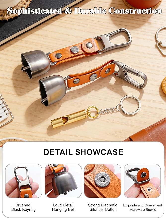 CHADWICK Bear Bell with Magnetic Silencer & Brass Whistle,1 or 2 Pack in Elegant Gift Box, Ideal Gift for Hikers, Campers, and Outdoor Enthusiasts