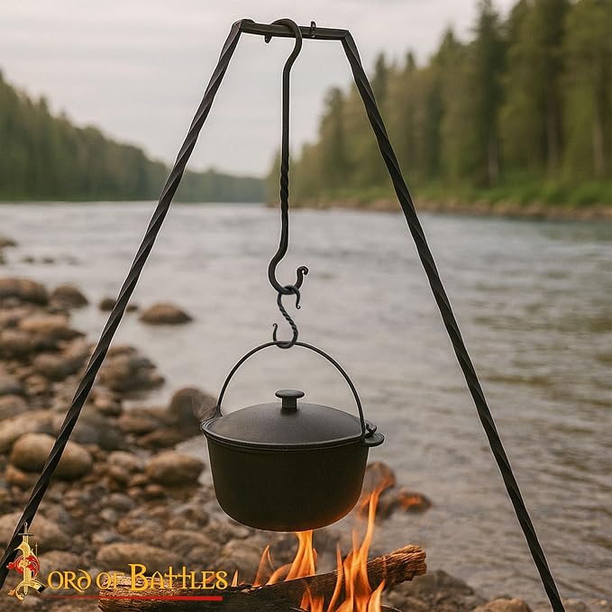 Lord of Battles Twisted Hand Forged Iron S-Hooks Set of 20- Medieval Rustic Twisted Black S-Shaped Heavy Duty Hanging Hooks for Kitchen, Camping, Garden & Home
