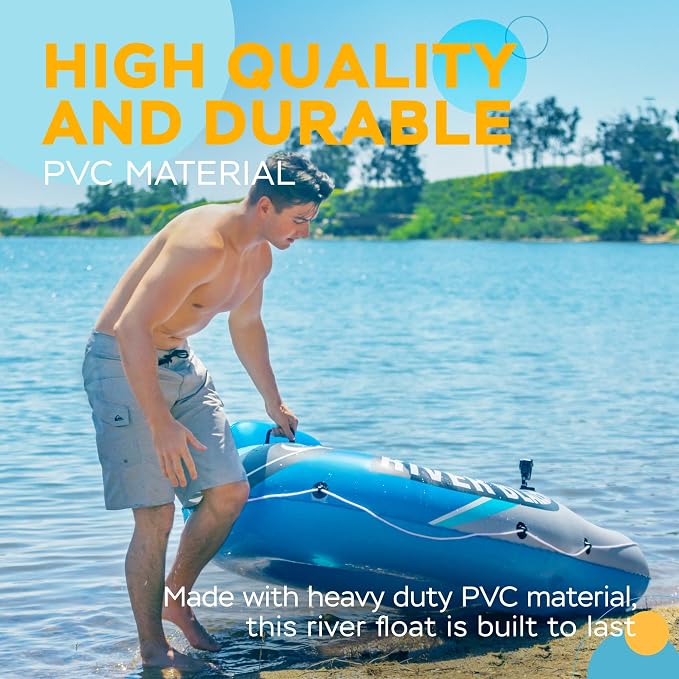 Sunlite Sports Inflatable River Tube Float with Built in Cooler - Heavy Duty River Float Pool Floats Lake Premium Water Tubes for Floating Recreational River Raft Lounge Floaties with 2 Cup Holders