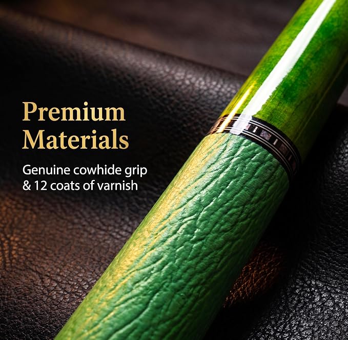 Tai ba cues 2-Piece Pool cue Stick with Case, Genuine Leather Grip, 13mm Tip, 58", 3/8 * 8 Pin Joint, Hardwood Canadian Maple Professional Billiard Cue Stick 19, 20, 21 Oz, Pink, Blue, Green, Orange
