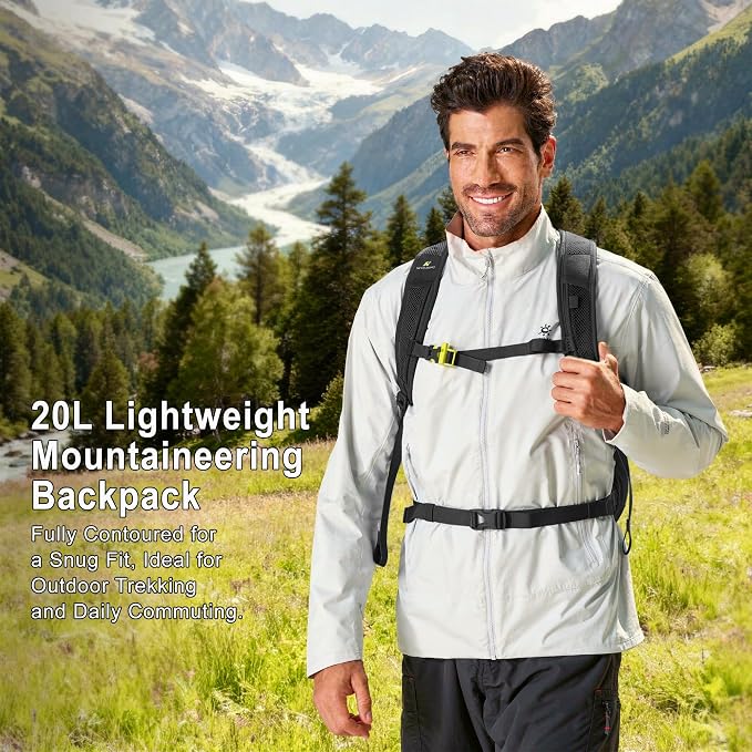 N NEVO RHINO 20L Hiking Internal Frame Backpack for Men Women, Small Travel Backpack Waterproof Backpack with Rain Cover
