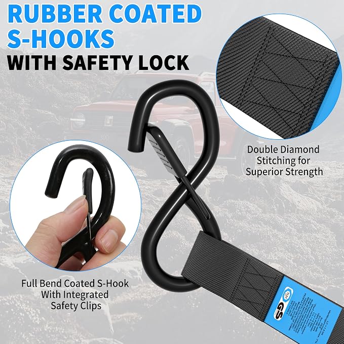CARTMAN 4-Pack Retractable Ratchet Straps, 1” x 10’ 1500lbs Break Strength, Heavy Duty Tie Down Straps with Soft Loops, Ideal for Trucks, Trailers & Cargo