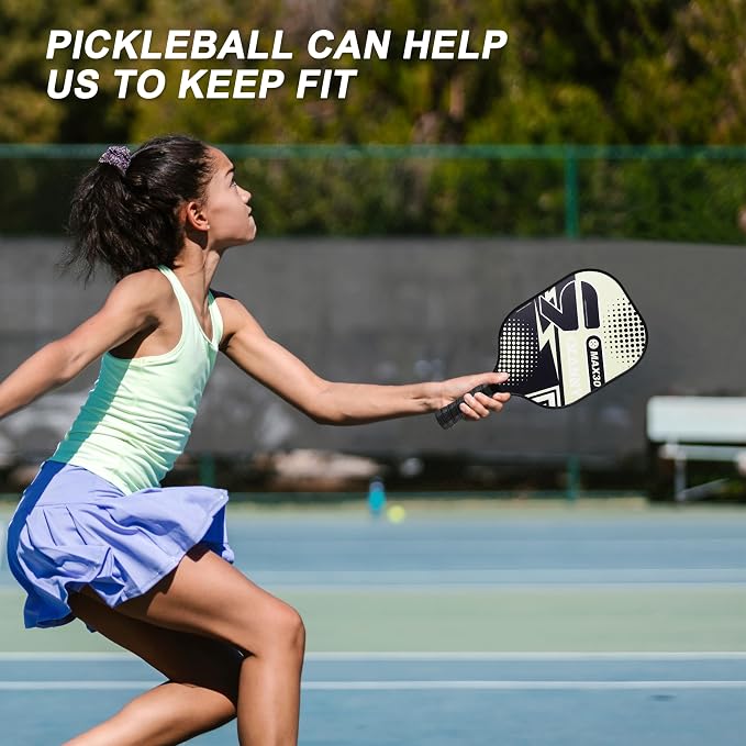 OLANNY Graphite Pickleball Paddles Set- Premium Rackets Fiber Face & Polymer Honeycomb Core Pickleball Set Includes Pickleball Paddles + Pickleball Balls+ Replacement Soft Grip + 1 Bag