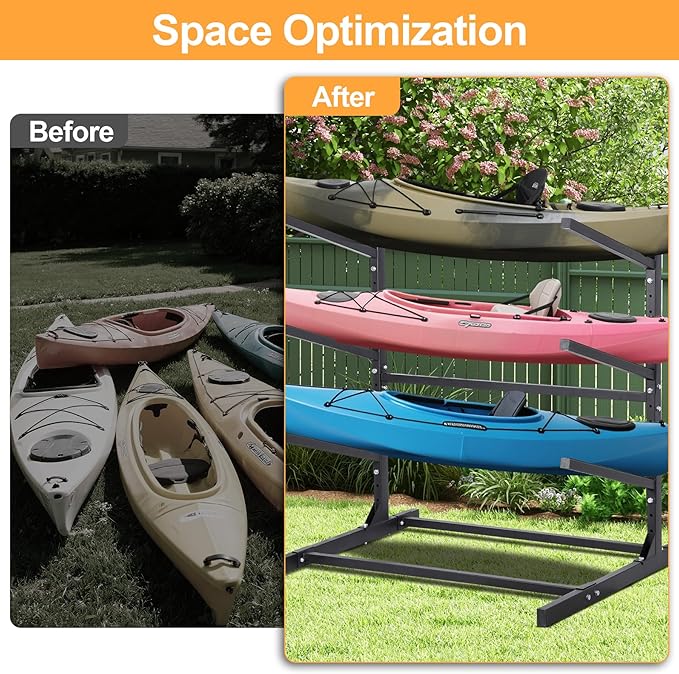 Kayak Storage Rack, Adjustable Kayak SUP Stand, Weatherproof and Heavy Duty Surfboard Storage Rack, Hold up Kayaks, SUPs, Paddleboards, Canoes