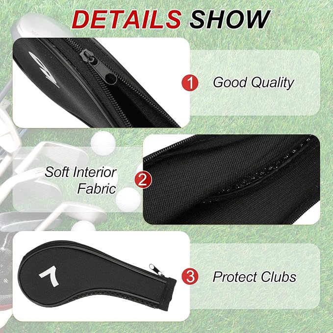 PATIKIL Golf Club Head Cover, Number Golf Club Irons Covers Neoprene Driver Headcover Golf Lovers Gifts