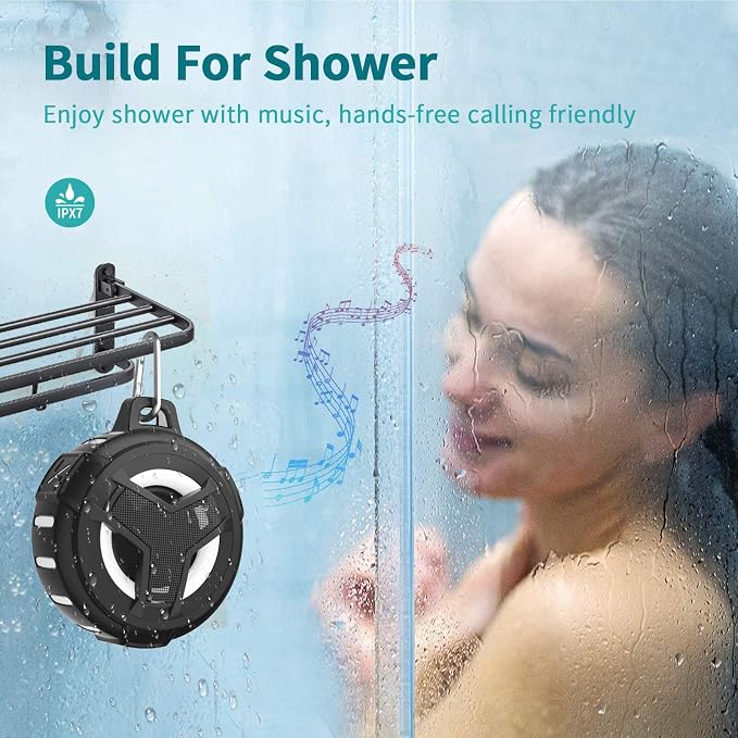 EBODA Bluetooth Shower Speaker, Portable Bluetooth Speakers, IP67 Waterproof Wireless Speaker, Floating, 2000mAh, True Wireless Stereo for Kayak, Beach, Gifts for Unisex