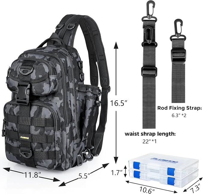 PLUSINNO V9 Vertical Fishing Rod Holders, 2 Packs Wall Mounted Fishing Pole Holders, with Fishing Backpack Tackle Bag