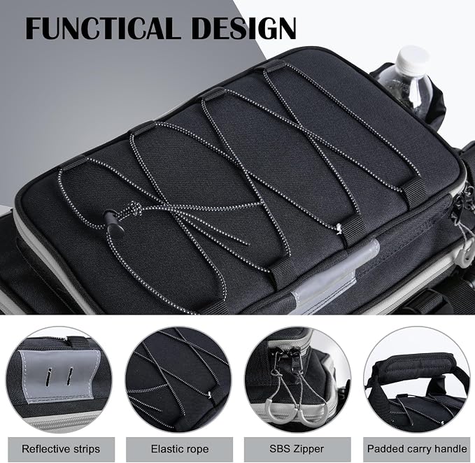 Goture Fishing Tackle Bag with 4PCS 3600 Tackle Boxes | 600D Water-Resistant, Rod Straps, Detachable Bottle Pouch,Waterproof Bottom, Freshwater & Saltwater Gear Storage Fishing Bag