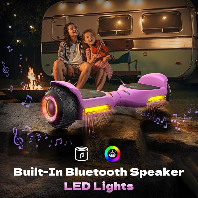 Gyroor Self Balancing Scooter New G13 All Terrain Balancing Scooter with LED Lights, Self Balancing Off Road with Bluetooth for Kids ages 6-12 and Adults-Pink