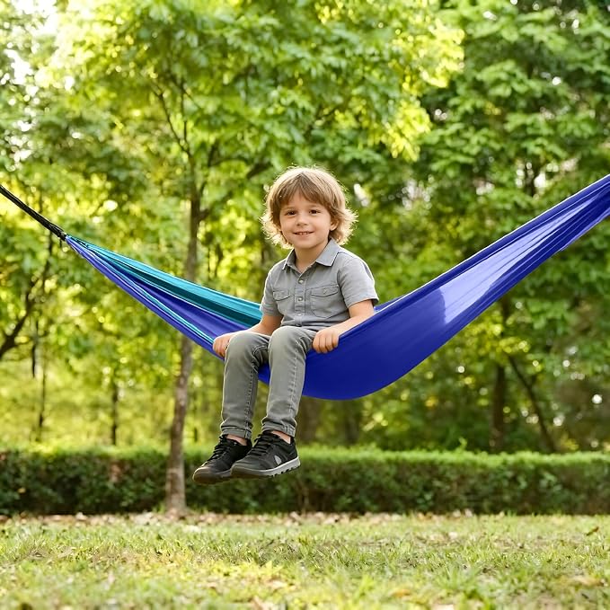Kids Hammock, Camping Hammock with Mosquito Net, Lightweight Nylon Portable Hammock with 10ft Tree Straps,Hammocks for Travel Hiking Backpacking Beach Patio