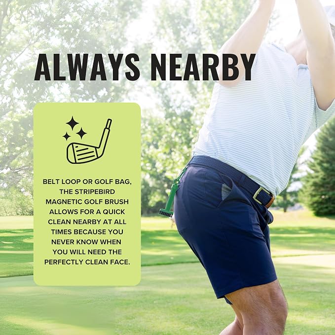Magnetic Golf Club Brush - Detachable - Premium Nylon Bristles - Golf Bag Accessory - Golf Club Cleaner - Golf Tool