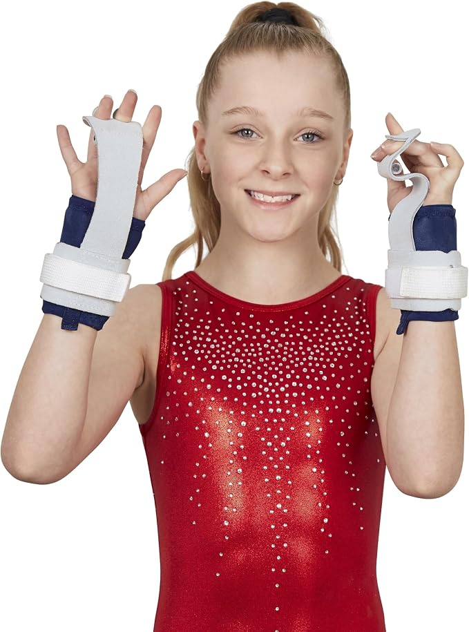 Hook & Loop Leather Grips for Girls Gymnastics | Dowel Grips, 4" Wristbands | Gymnastics Grips for Girls | Youth Bar Grips | Gymnastics Gloves