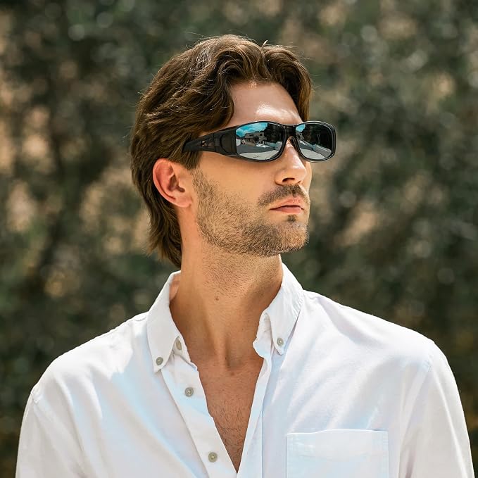 URUMQI Polarized Sunglasses Fit Over Glasses for Men Women, Wraparound Sun Glasses UV400 Protection for Driving Fishing