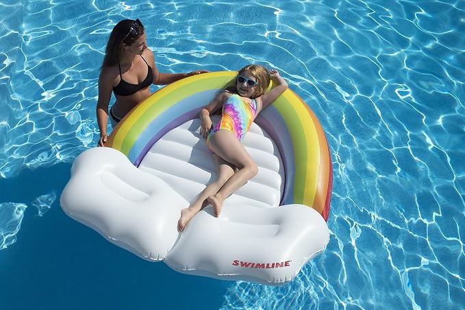 Swimline Rainbow Island Pool Inflatable Ride-On, White, 68"/64"/16"