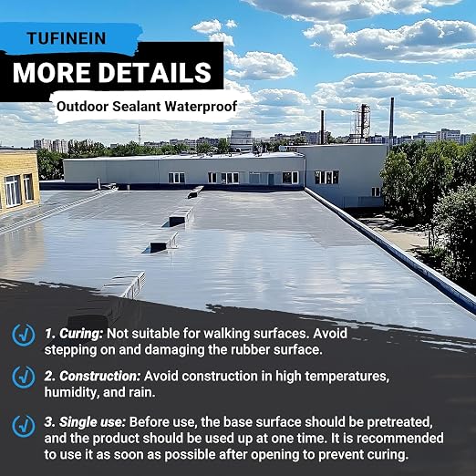 Rubber Liquid Waterproof Sealant, TUFINEIN 11 LB/5 KG Neutral Gray Quick Drying Multi Surface Foundation Leak Repair - Roof Gutters Basement Sealer Waterproof - Indoor & Outdoor Flexible Rubber Paint
