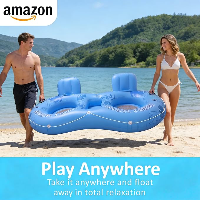Inflatable Tanning Pool Lounger Float for 2 Person
