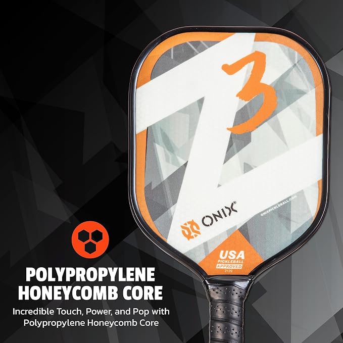 Onix Graphite Z5 Carbon Fiber Pickleball Paddle with Wide-Body Shape, Honeycomb Core & Graphite Face