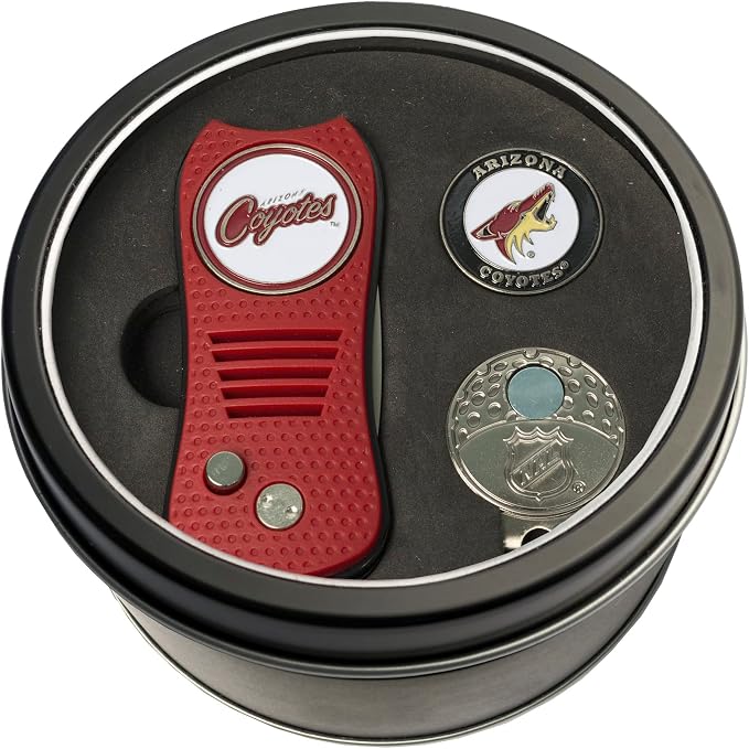 Team Golf NHL Gift Set Switchblade Divot Tool, Cap Clip, & 2 Double-Sided Enamel Ball Markers, Patented Design, Less Damage to Greens, Switchblade Mechanism