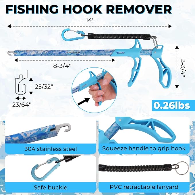 HAUSHOF 3PC Camo Fishing Tool Kit, Fishing Pliers with Sheath, Fish Lip Gripper, Aluminum Fish Hook Remover, Saltwater Resistant Fishing Gear for Fly Fishing, Gifts for Men Women