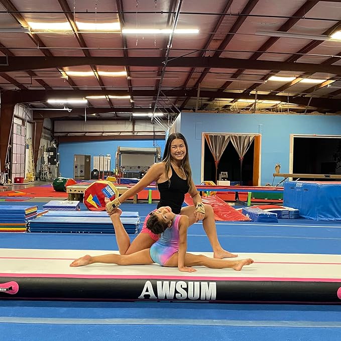 AWSUM Inflatable Gymnastics Mat 10ft/13ft/16ft/20ft/23ft Training mat 4/8 inches Thick tumbling mat with Electric Pump for Home/Gym/Outdoor