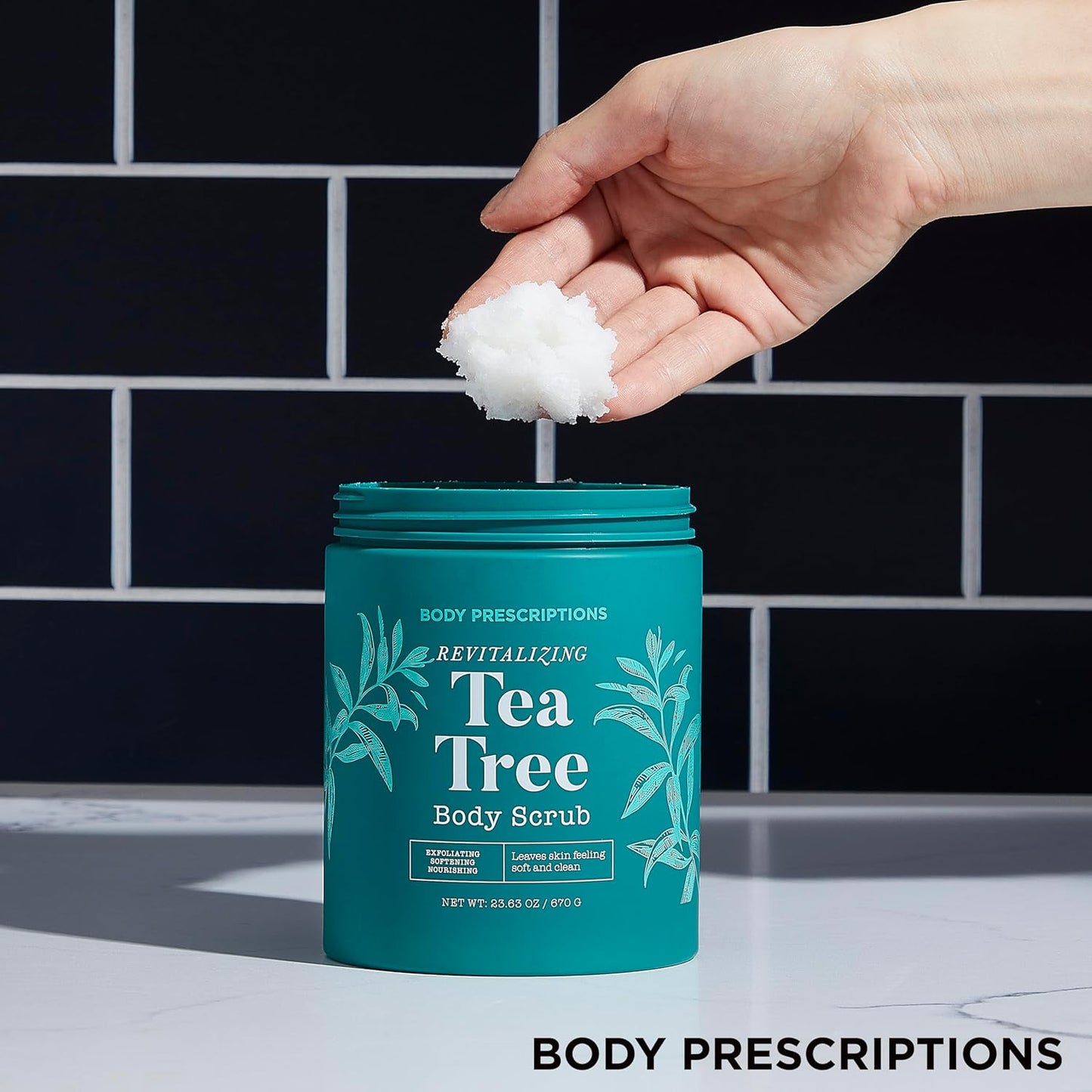 Body Prescriptions Exfoliating Body Scrub – Body Cleanser for Nourished, Ultra-Smooth Skin, Tea Tree