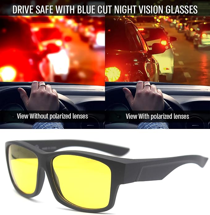 BLUE CUT Fit Over Polarized Sunglasses Driving Clip-on Over Glasses, Solar Shield Sunglasses Over Prescription Glasses