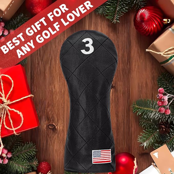 Golf Club Covers for Driver, Fairway, Hybrids - 3 Options - Golf Driver Headcover/Golf Fairway Wood Head Cover/Hybrid Headcover for Men/Women Golfer