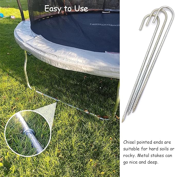 Rebar Stakes, 16 Inch Heavy Duty Galvanised Steel Rebar Ground Stakes, Fence Anchors, Ground Stakes with Hook, Ground Blind Stakes for Marquees, Gazebos, Tents, Trampolines, Camping (8pcs)