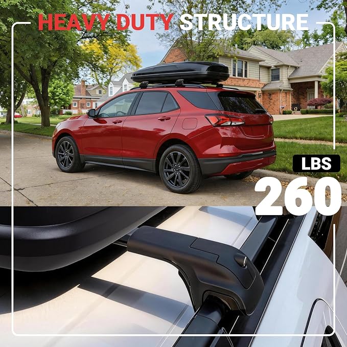 Roof Rack Cross Bars Fit for 2018-2024 Chevy Equinox/GMC Terrain, 260lbs Heavy Duty Lockable Aluminum Roof Rails, Wide-Grip Crossbars for Cargo, Kayak, Luggage - No Drilling