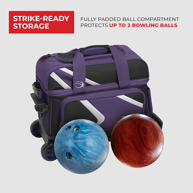 BSI Dash Roller Bowling Bag with Smooth Rolling Wheels, Padded Ball Compartment, Retractable Locking Handle, & Shoe Pocket