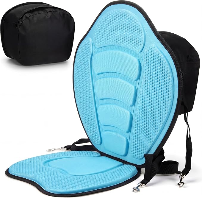 Vinsot Kayak Seat Cushion Universal Paddle Board Seat with Back Support Adjustable Non Slip Boat Chair Seats with 4 Straps and Storage Bag for Kayak Boat Sup Canoe