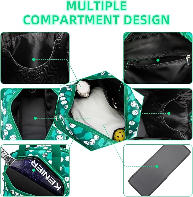 ROYALFAIR Pickleball Bag, Pickleball Tote Bag Large Capacity Adjustable Shoulder Strap for Pickleball Paddle Shoulder Bag, Made of neoprene, Has insulation and waterproof function ﻿