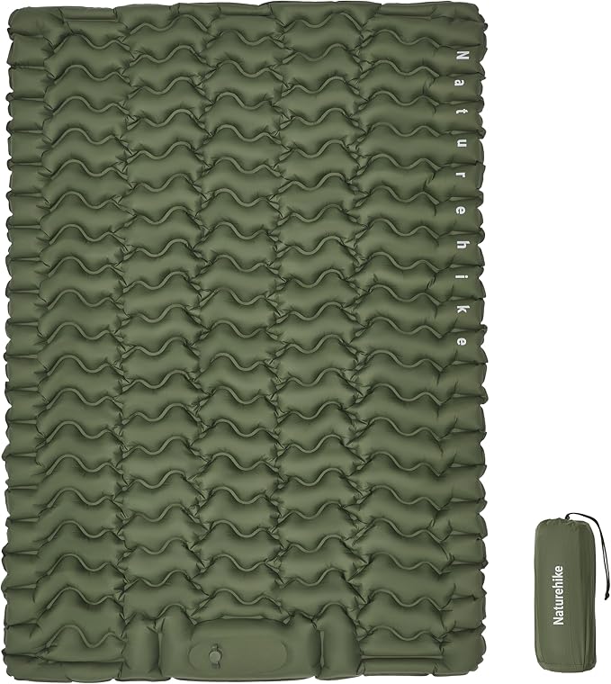 Naturehike Double Camping Sleeping Pad, Ultralight Inflatable Sleeping Mat with Pillow Built-in Pump, 2.6 Inch Lightweight Air Mattress for Backpacking, Hiking, Traveling