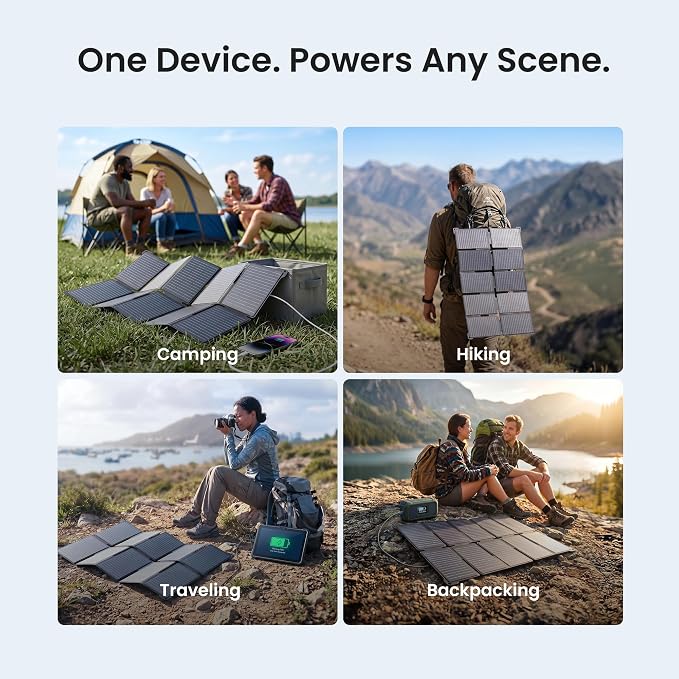 35W Solar Panel Charger with USB-A and USB-C Ports, 25.4% High Efficiency Folding Portable Solar Charger Compatible with Phones,Power Bank,IP68 Waterproof Solar Charger for Backpacking