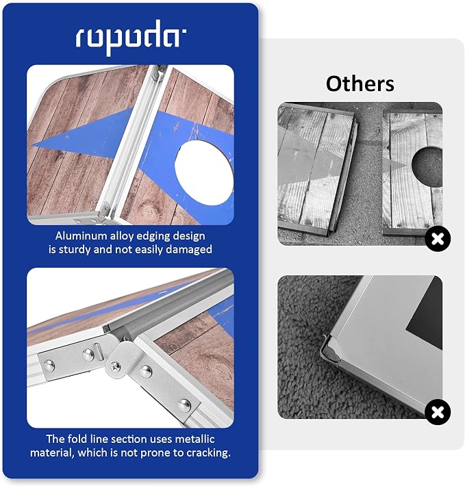 ROPODA Portable Cornhole Board Set,24x16 / 30×20in Corn Hole Games for Adults with 8 Bean Bags, Lightweight Aluminum Alloy Edging Cornhole Set for Outdoor Games, Beach and Tailgates