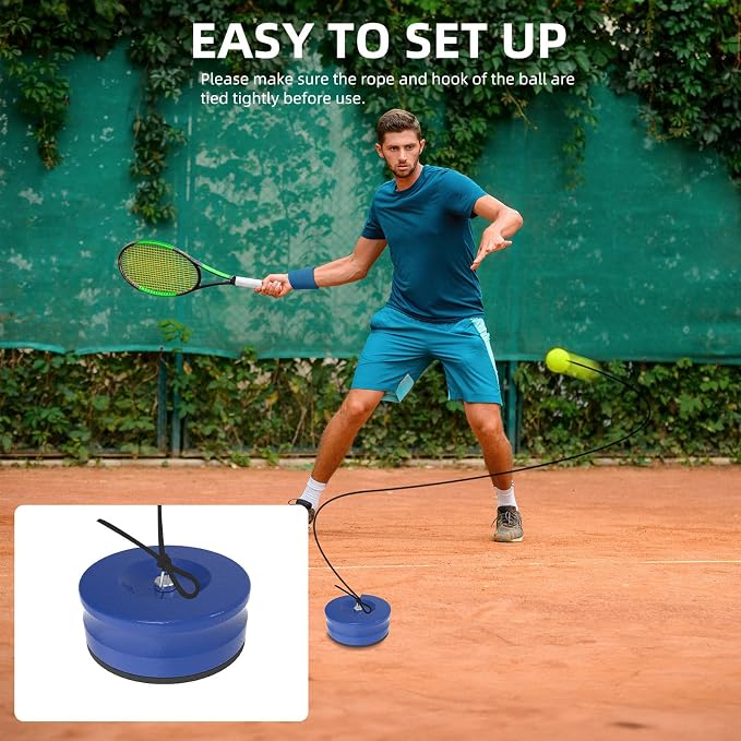 Tennis Trainer Set with 3 Rebound Balls, Tennis Training Equipment with Iron Base, Portable Tennis Training Tool, Tennis Rebounder Kit for Beginners Sport Exercise and Individual Training