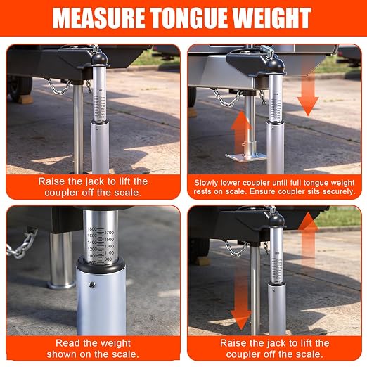 Tongue Weight Scale, 1800 lbs for RV Trailer | No tools/install needed. Fits 2" & 2-5/16" couplers. Heavy-duty steel. For RVs, travel trailers, boats & campers.