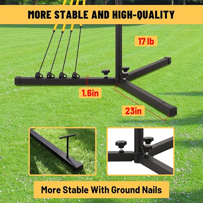 Baseball Softball Swing Trainer with 4 Power Bands, 31-43 In Adjustable Baseball Hitting Trainer with 3 Ground Nails, Carry Bag. Baseball Training Equipment Improve Power, Speed, Coordination