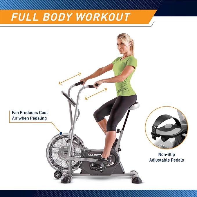Marcy Air-Resistance Exercise Fan Bike With Dual Action Handlebars