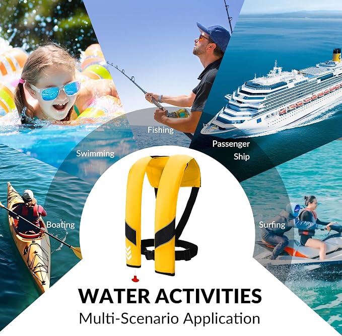 Automatic Inflatable Life Jackets for Adults Life Vests PFD Low Profile Load Capacity Up to 330lbs