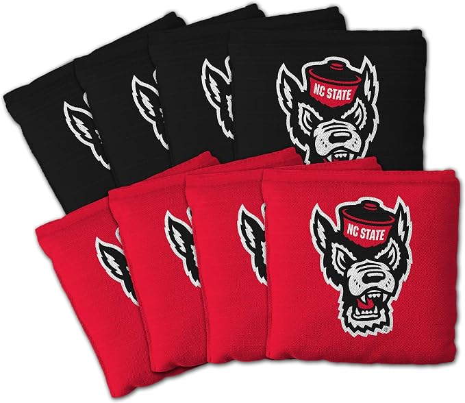 YouTheFan Officially-Licensed NCAA Set of 8 Cornhole Bags - All Weather Dual Sided Slide & Stop - Regulation Size with Carry case