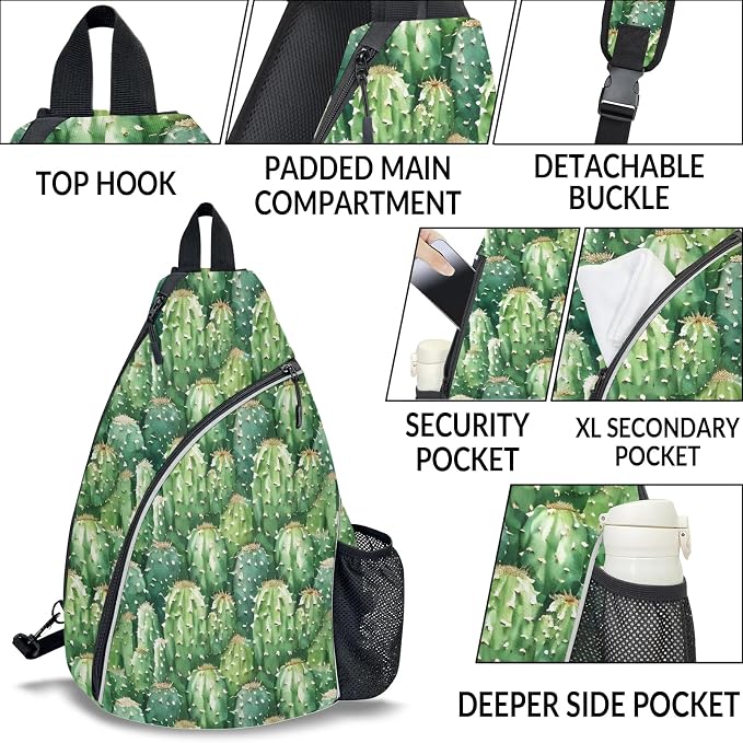Pickleball Bag for Women Men Adjustable Crossbody Sling Backpack Hold Paddle Accessories