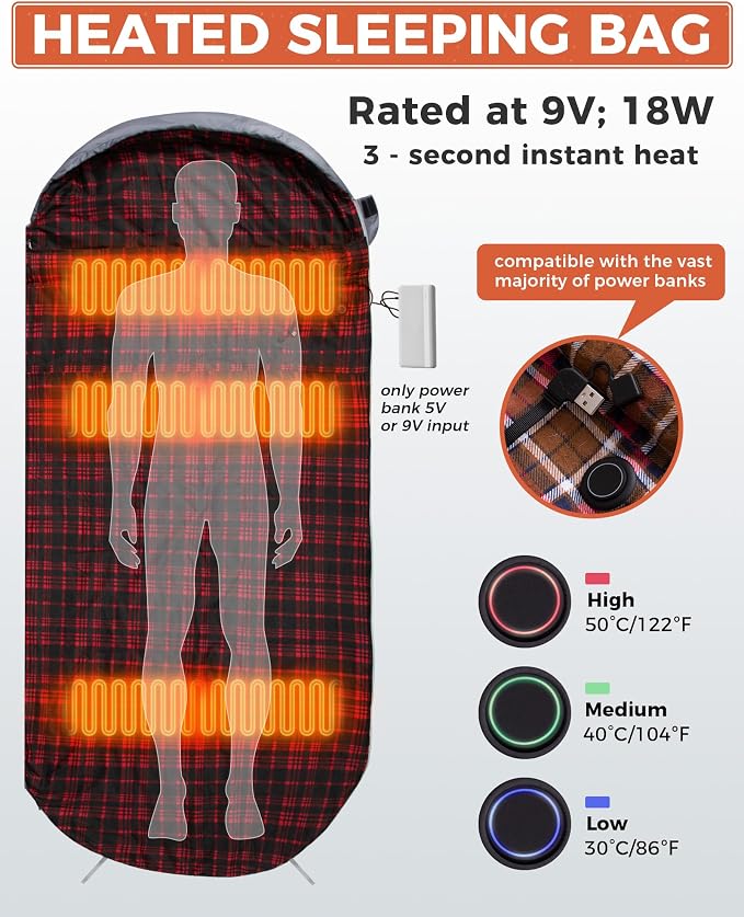 KingCamp Sleeping Bag for Adults Big and Tall, Cold Weather Camping Sleeping Bag with Soft 100% Cotton Flannel Lining, Portable Lightweight Outdoor Traveling & Car Camping