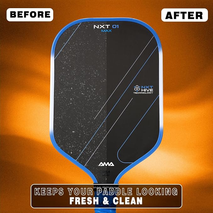 AMA SPORT Pickleball Paddle Eraser Carbon Fiber Pickle Ball Racket Cleaner Pickleball Accessories for Removing Ball Residue & Dirt, Restores Grip & Spin (Orange)