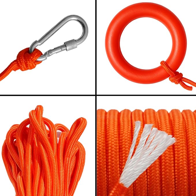 23 inch/ 28 inch Boat Safety Throw Ring, Life Rings for Boats with Water Floating Lifesaving Rope 98.4FT, 1.5KG/ 2.5KG International Standard Boat Life Preserver Ring Buoy with Reflective Strip