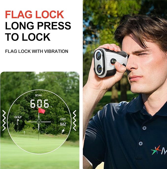 VISIOGEAR Golf Rangefinder with Slope, 1200 Yards Laser Range Finder for Golfer, 7X Magnification Range Finder Rechargeable Golf Accessories for Men, Flag Pole Locking Vibration