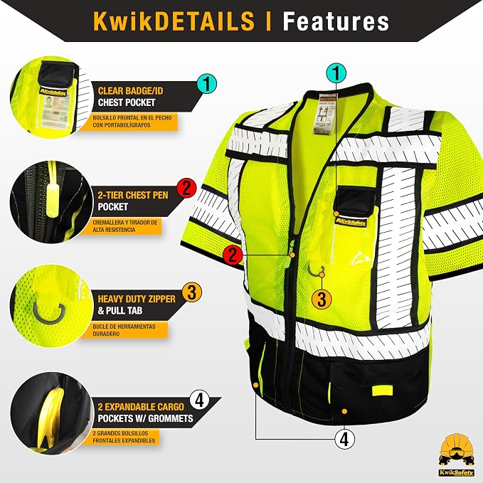 KwikSafety - SHERIFF & SPECIALIST Safety Vest [Multi-Use Pockets] Class 2 & Class 3 Hi Vis ANSI OSHA Safety Vest for Men